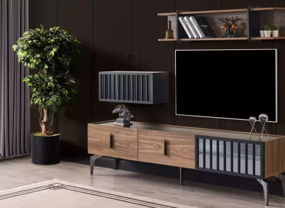 Set 2pcs. Wall unit luxury sideboard lowboard shelf wall cabinet new